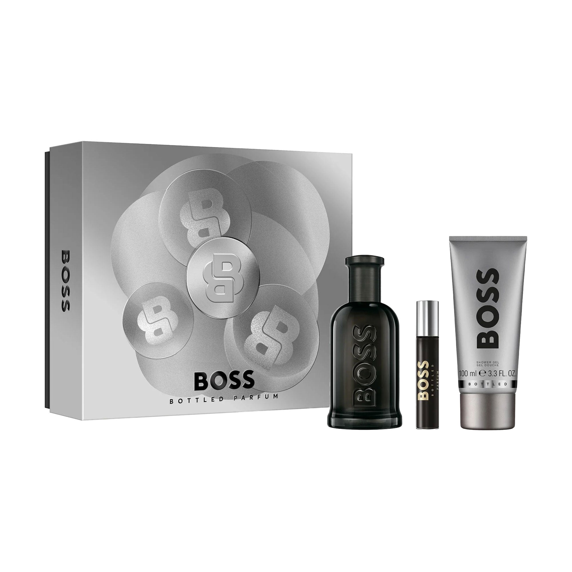 Парфумований набір чоловічий Hugo Boss Bottled Parfum Gift Set (парфуми, 100 мл + гель для душу, 100 мл + парфуми, 10 мл)